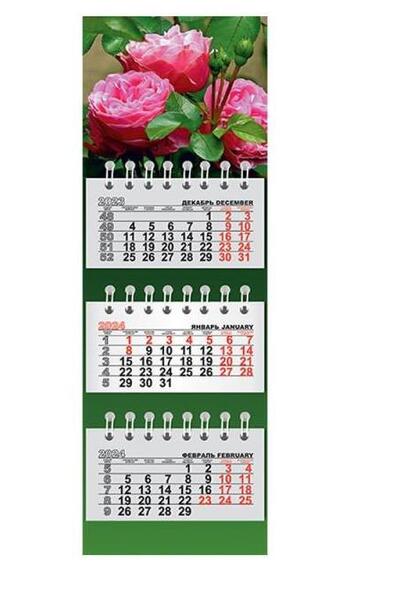 Календарь 2024 3-х блоч. микро-трио на магните "Розовые розы"