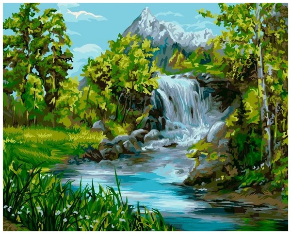 Картины по номерам 40*50 "Таёжный водопад"
