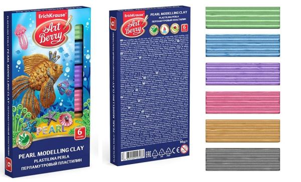 Пластилин 6 цв. ArtBerry® с Алоэ Вера Pearl 90г со стеком, 