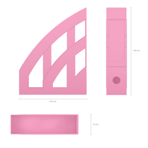Лоток вертикальный ErichKrause® Office, Pastel, 75мм, розовый