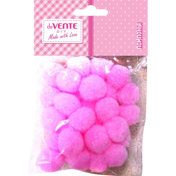 Набор помпонов для творчества "deVENTE" 25 мм, 20 шт, цвет розовый, в пластиковом пакете с блистерны