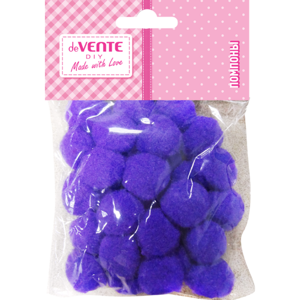 Набор помпонов для творчества "deVENTE" 25 мм, 20 шт, цвет фиолетовый, в пластиковом пакете с блисте
