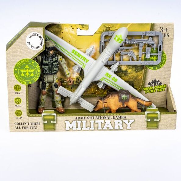 Игровой военный набор MILITARY (фигурки солдата и собаки, беспилотник, доп. вооружение), 