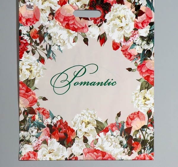 Пакет с вырубной ручкой "Благородные цветы", полиэтиленовый, 38х45 см, 60 мкм 1720649