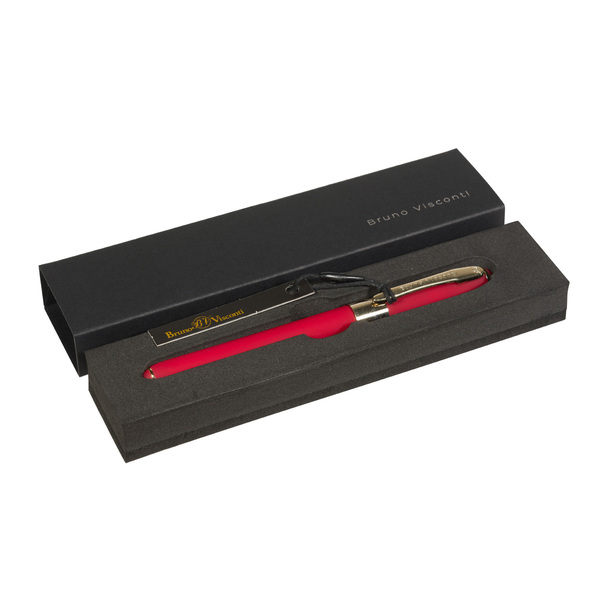 Ручка "MONACO" в подарочном футляре, 0.5 ММ, СИНЯЯ (корпус красный, футляр черный)
