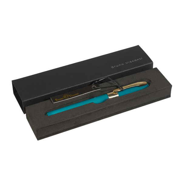 Ручка "MONACO" в подарочном футляре, 0.5 ММ, СИНЯЯ (корпус морская волна, футляр черный)