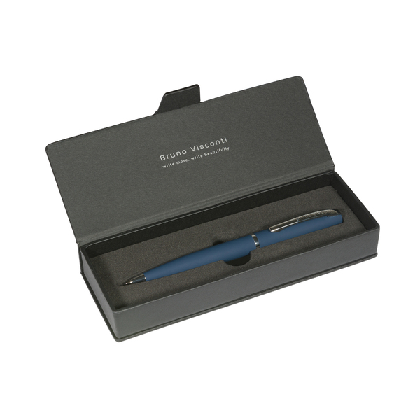 Ручка "SIENNA" в футляре из экокожи 1.0 ММ, СИНЯЯ (корпус синий, футляр черный)