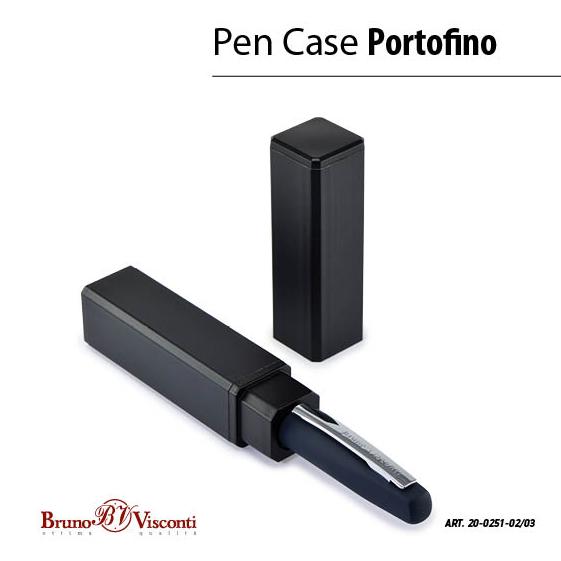 Ручка "PORTOFINO" в тубусе прямоугольной формы, 1,0 ММ, СИНЯЯ (корпус синий, футляр черный)