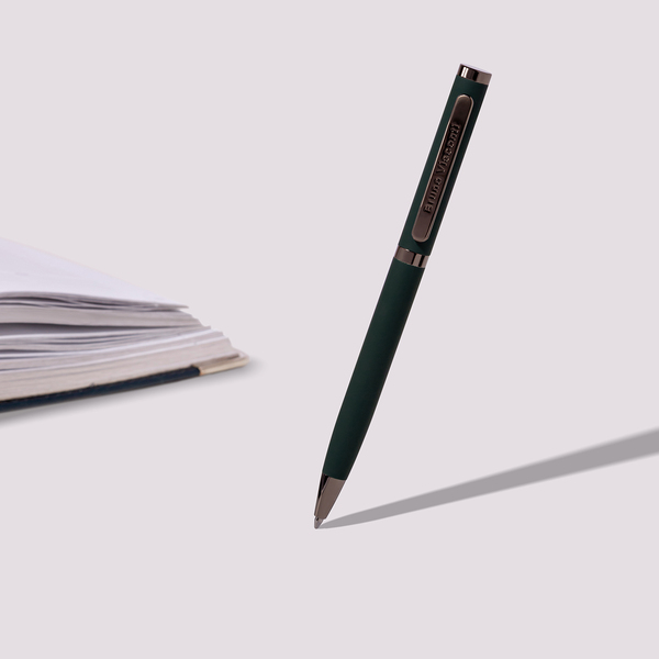 Ручка "FIRENZE" в тубусе прямоугольной формы 1.00 ММ, СИНЯЯ (корпус зеленый, футляр черный)