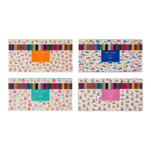 ПЛАСТИЛИН ВОСКОВОЙ "Happycolor", 24 ЦВ., 500 Г. В КОРОБКЕ-ПЕНАЛЕ С РАЗДЕЛИТЕЛЕМ