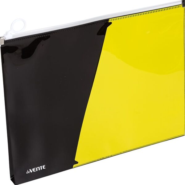 Папка на молнии с карманом "deVENTE. Monochrome" A4 желтая, полипропилен 180 мкм, с расширением 25 м