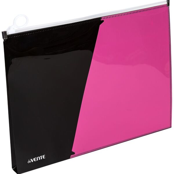 Папка на молнии с карманом "deVENTE. Monochrome" A4 розовая, полипропилен 180 мкм, с расширением 25 