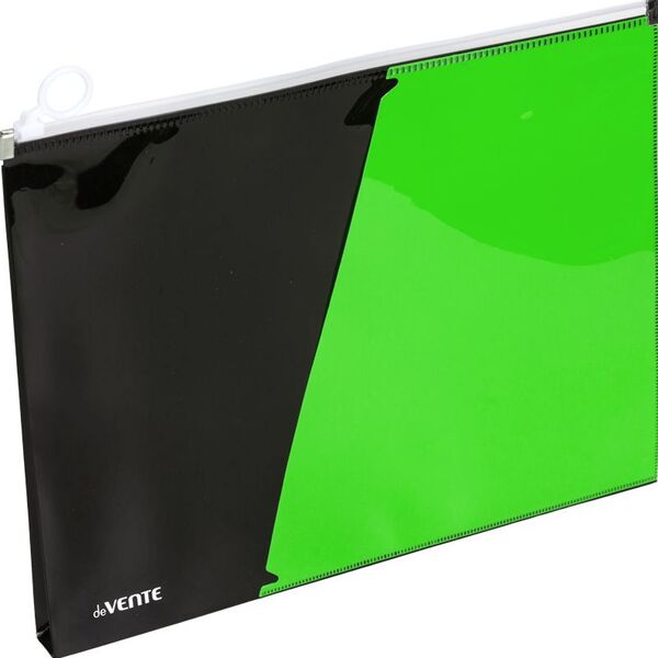 Папка на молнии с карманом "deVENTE. Monochrome" A4 зеленая, полипропилен 180 мкм, с расширением 25 