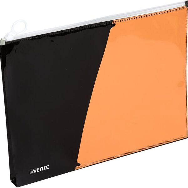 Папка на молнии с карманом "deVENTE. Monochrome" A4 оранжевая, полипропилен 180 мкм, с расширением 2