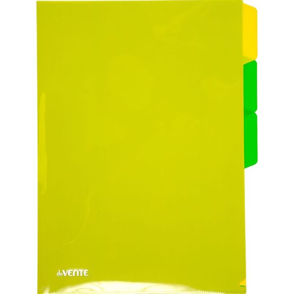 Папка-уголок А4 c 3-мя отд. "deVENTE. Monochrome" полипропилен 180 мкм, глянцевая, цвет желтый и зел