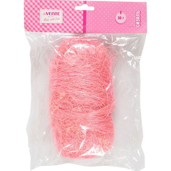 Волокно сизалевое натуральное "deVENTE" 50 г, светло-розовое, в пластиковом пакете с блистерным подв