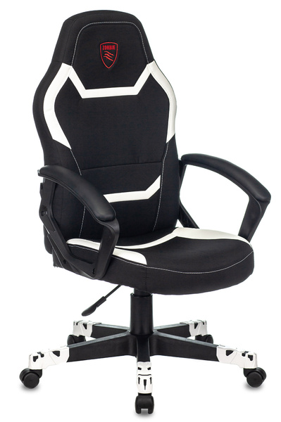 Кресло игровое Zombie 10 черный/белый ткань/эко.кожа крестов. пластик