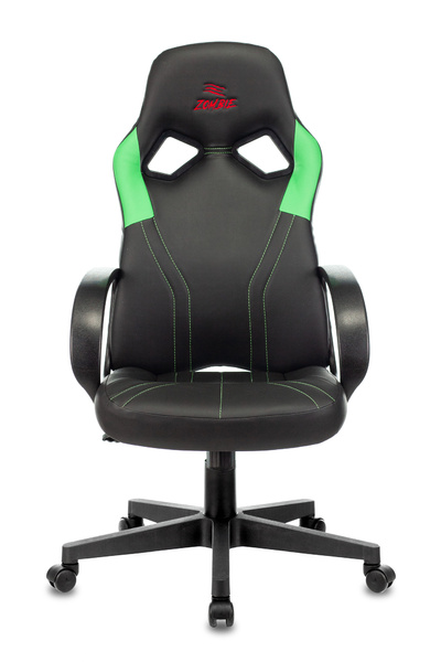 Кресло игровое Zombie RUNNER черный/зеленый эко.кожа крестов. пластик
