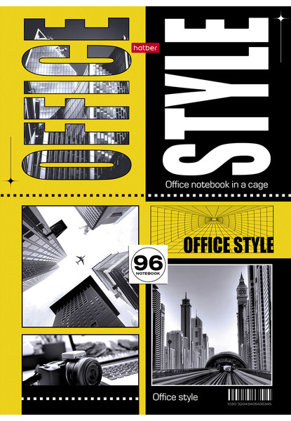Тетрадь А4 96 л. кл. на скобе "Office Style",3 диз. в блоке выб лак