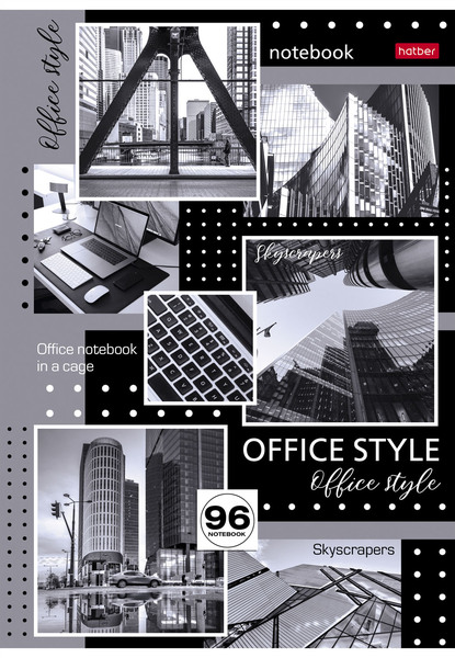 Тетрадь А4 96 л. кл. "Office Style",3 диз. в блоке выб лак
