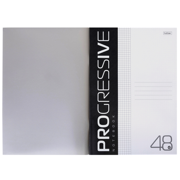 Тетрадь А4 48 л. кл. Пластиковая обложка PROGRESSIVE (Серая) 65г/кв.м 