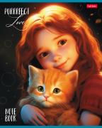 Тетрадь 48 л. кл. "Девочка и котик" 65г/кв.м, глянц. ламин. 5 диз.в блоке скругл.углы