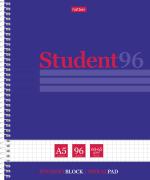 Тетрадь 96 л. кл. на спирали "Студенту" Синяя, мат ламин,тиснение