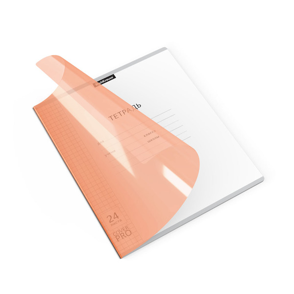 Тетрадь 24 л. кл. с пластиковой обложкой на скобе ErichKrause® Классика CoverPrо Neon, оранж