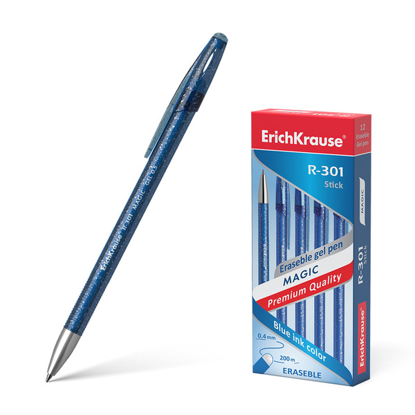 Ручка гелевая стираемая ErichKrause® R-301 Magic Gel 0.5, цвет чернил синий (в коробке