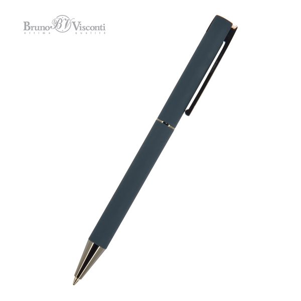 Ручка "BERGAMO" в метал. футляре PREMIUM 0,7 ММ, СИНЯЯ (корпус синий, футляр серебряный)