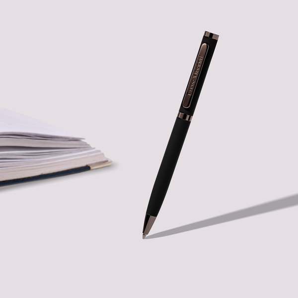 Ручка "FIRENZE" в тубусе прямоугольной формы 1.00 ММ, СИНЯЯ (корпус черный, футляр черный)