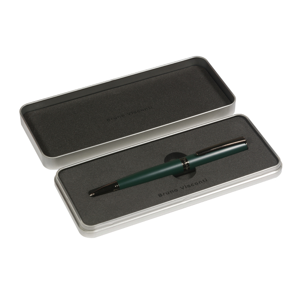 Ручка "SORRENTO" в метал. футляр PREMIUM шарик. 1.0 ММ, СИНЯЯ (корпус зеленый, футляр серебр)