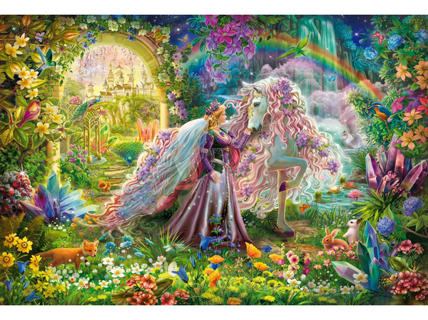 Картина по номерам 30*40 "Принцесса и единорог в сказочном лесу"  Холст+краски 18цв. (в коробке) 3+