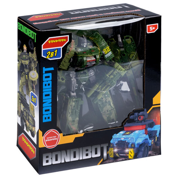 Трансформер 2в1 BONDIBOT Bondibon робот-танк Leopard, цвет зелёный хаки. ВОХ 22х23,3х9 см,