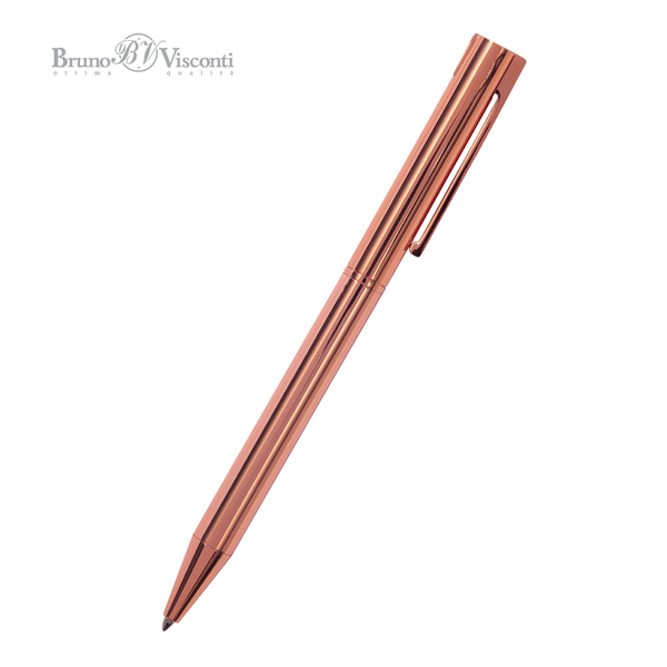 Ручка "BERGAMO" В SOFT TOUCH футляре 0,7 ММ, СИНЯЯ (корпус розовое золото, футляр черный)
