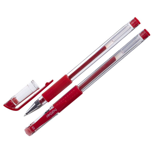 Ручка гелевая 0,5 мм Hatber Pantera Красная с резиновым грипом,в картонной коробке