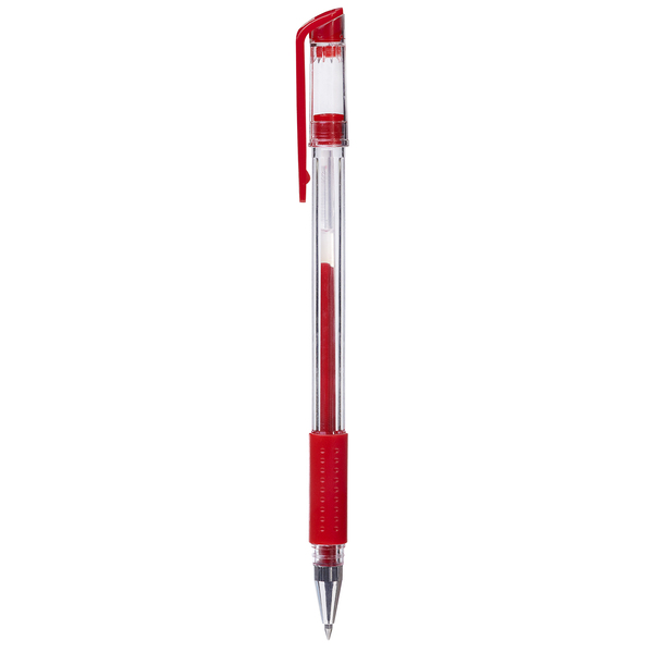 Ручка гелевая 0,5 мм Hatber Pantera Красная с резиновым грипом,в картонной коробке