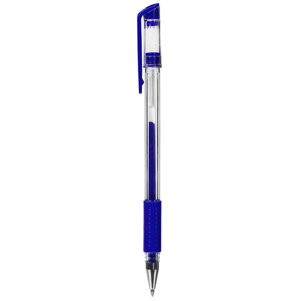 Ручка гелевая 0,5 мм Hatber Test Синяя с резиновым грипом, в картонной коробке 12шт