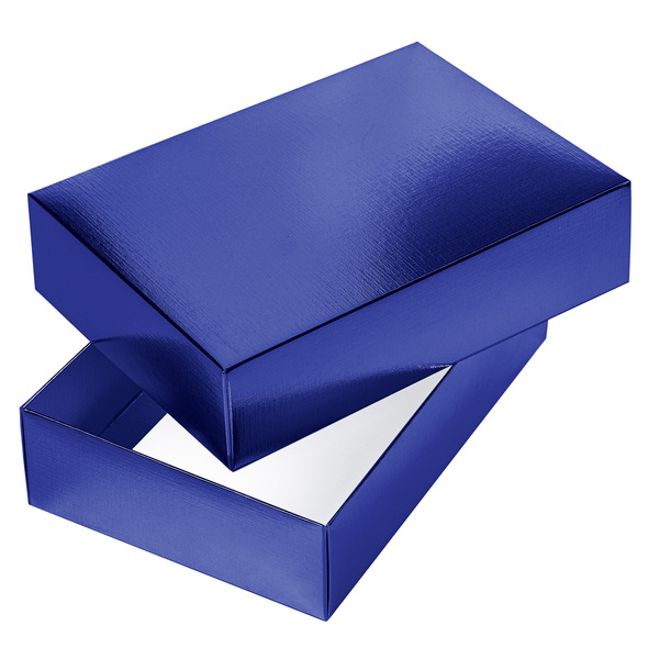 Коробка подарочная ПРЯМОУГОЛЬНИК складная "METALLIC Синяя" 250х180х65, тиснени. в пакете с европодве