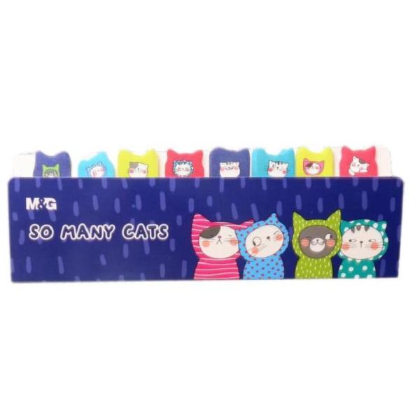 Закладки бумажные M&G So Many Cats, 8бл по20 л, принт, 15x53 мм