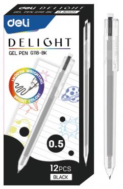 Ручка гелевая автомат. 0,5 мм Deli Delight корп.прозрачный чернила черн. 