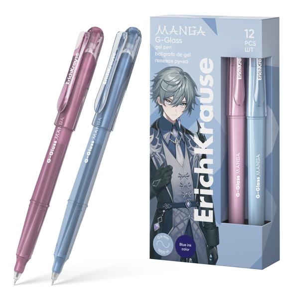 Ручка гелевая 0,5 мм ErichKrause G-Glass Stick Manga цвет чернил синий (в коробке по 12 шт.)