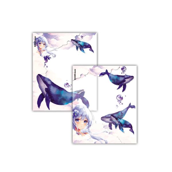 Обложка 12 шт. для тетрадей и дневников ErichKrause Kawaii Whale, 212х347мм, 80 мкм, ассорти пластик