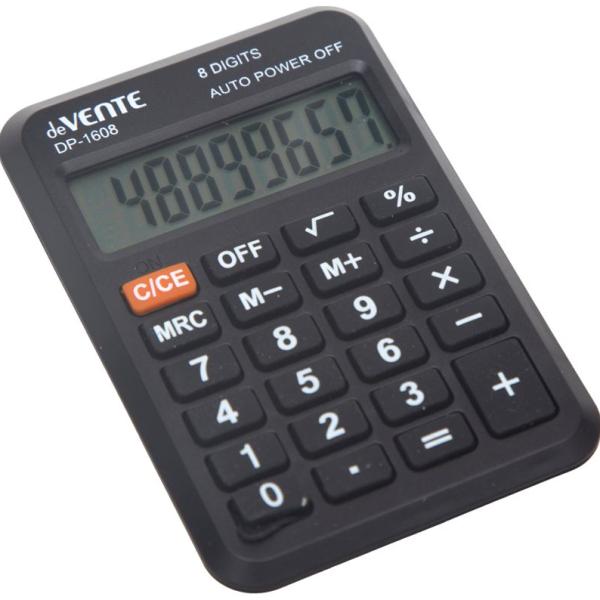 Калькулятор карманный 8-разр. "deVENTE" DP-1608, 58x88x11 мм, черный, автоматическое вычисление квад