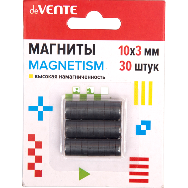 Магниты для рукоделия "deVENTE. MAGNETISM" 10x3 мм, 30 шт, ферритовые, черные, высокая намагниченнос