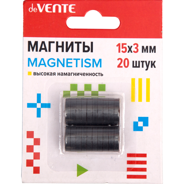 Магниты для рукоделия "deVENTE. MAGNETISM" 15x3 мм, 20 шт, ферритовые, черные, высокая намагниченнос