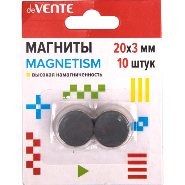 Магниты для рукоделия "deVENTE. MAGNETISM" 20x3 мм, 10 шт, ферритовые, черные, высокая намагниченнос