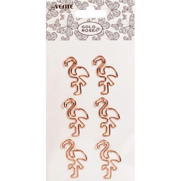 Скрепки металлические "deVENTE. Gold Rose. Flamingo" розовое золото 27x42 мм, 6 шт в картонном блист
