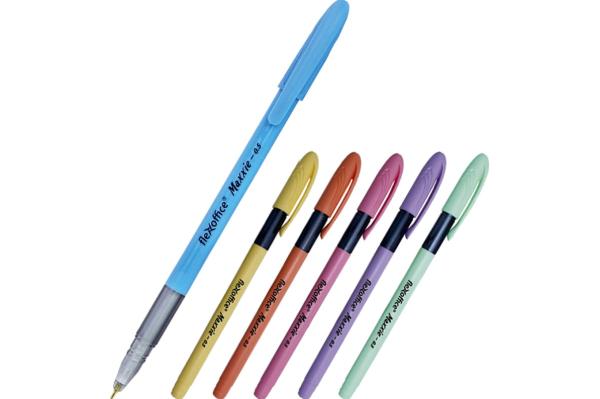 Ручка шариковая с масляными чернилами 0,5 мм Flexoffice Maxxie, синяя, корпус ассорти