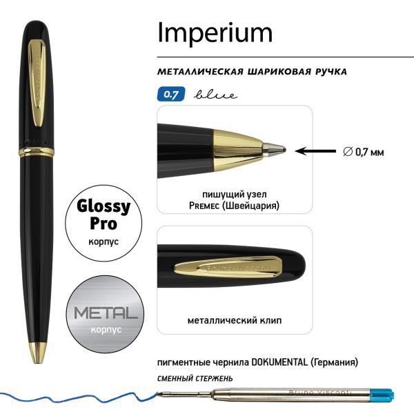 Ручка "IMPERIUM" шарик. автомат.1.0 ММ, СИНЯЯ (корпус метал.черный)